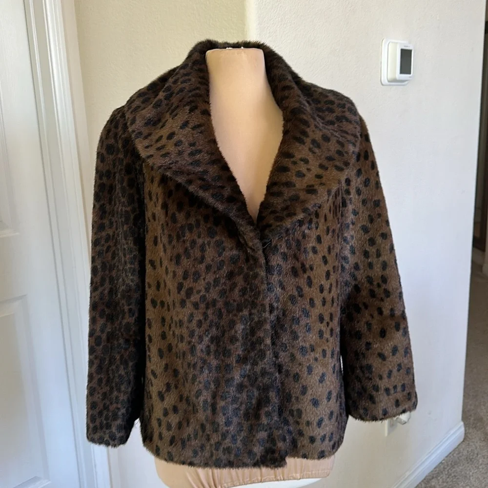TopShop Faux Leopard Fur Jacket size S/M (4-6) EUC pls see description - Picture 1 of 15